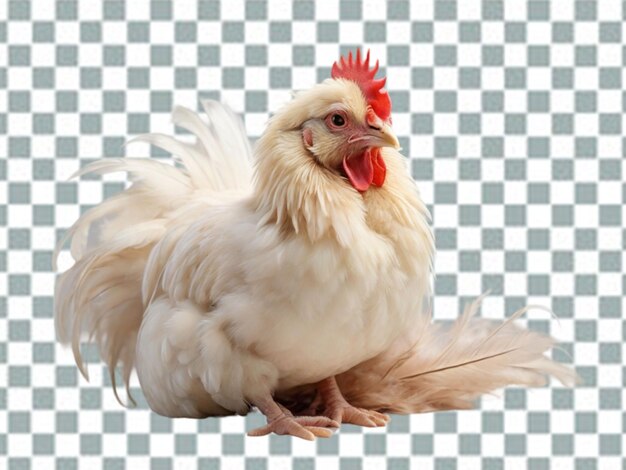 PSD a chicken with a red head and a white body