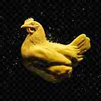 PSD a chicken with a splash of yellow paint on its face