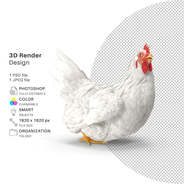 PSD a chicken with a white chicken on it