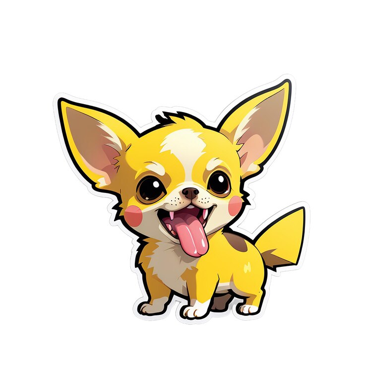 PSD chihuahua liżący pikachu sticker decal
