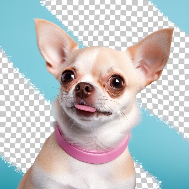 PSD chihuahua with pink collar against transparent background