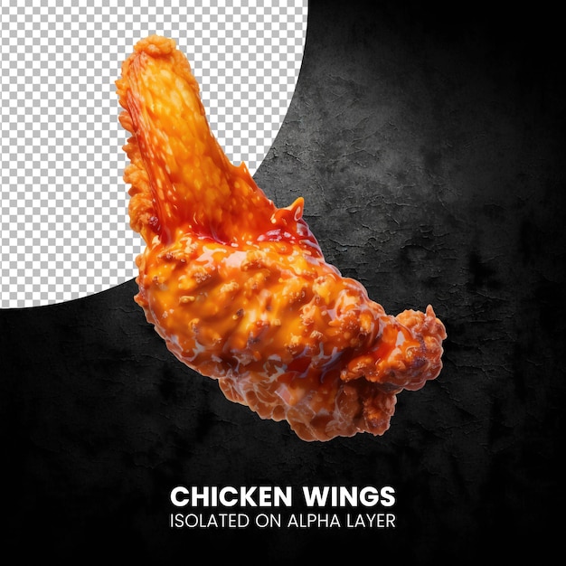 PSD chiken wings cajun hot sauce geïsoleerd op alfalaag