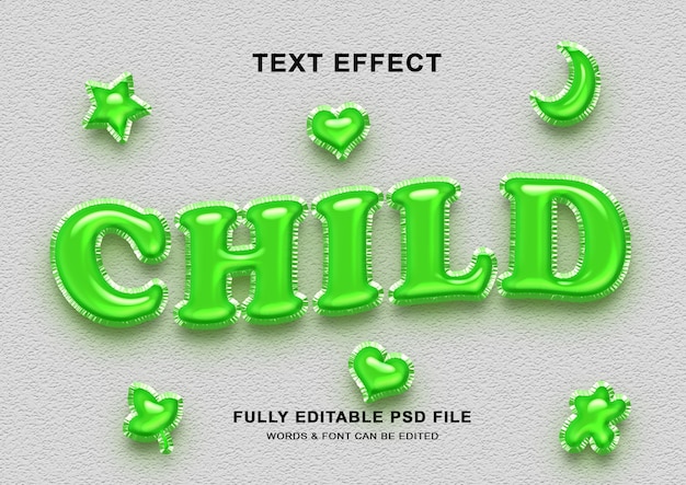 PSD チャイルド 3d バルーン テキスト スタイル エフェクト
