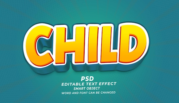 Child 3d editable text effect photoshop psd style