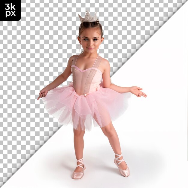 Child in a ballerina costume isolated on transparent background