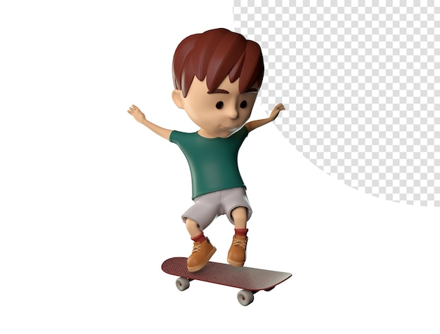 PSD child boy with skateboard