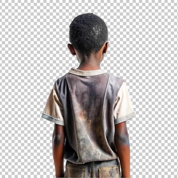 PSD child labour back view on transperant background