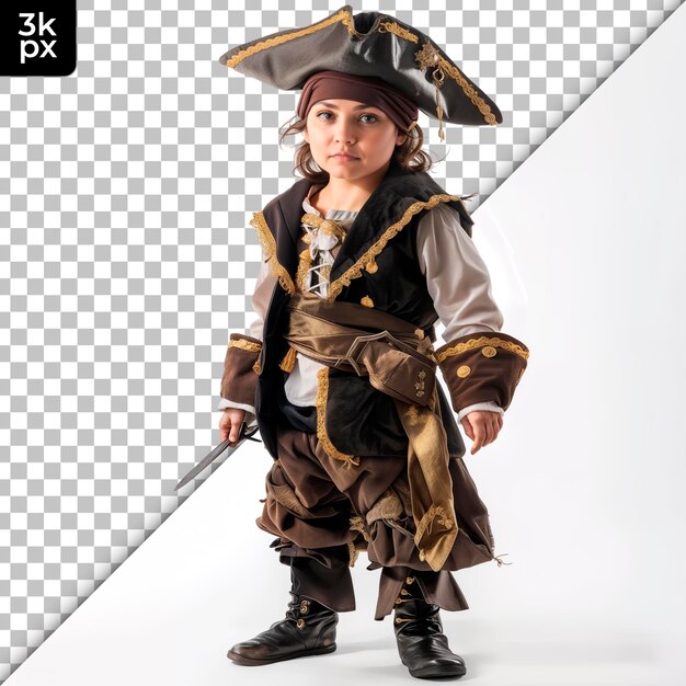 PSD child in a pirate costume isolated on transparent background