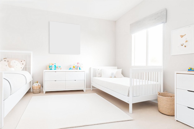 PSD child room interior frame mockup