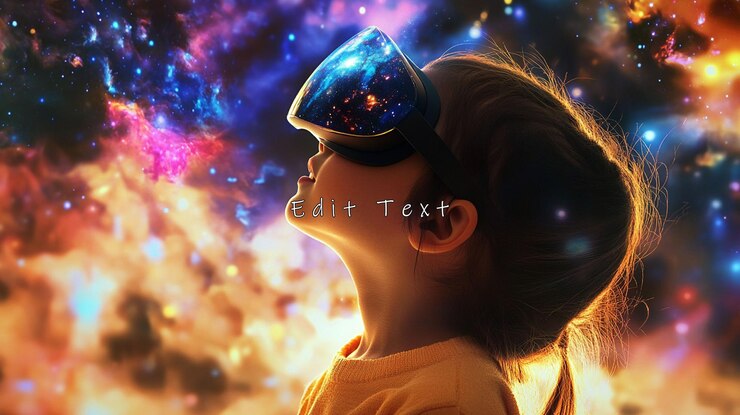 PSD child wearing vr glasses exploring a vibrant nebula