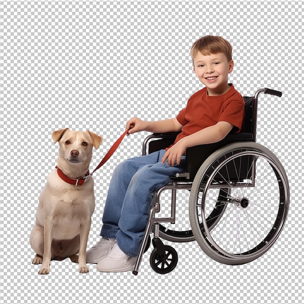 Child in wheelchair and dog lovely