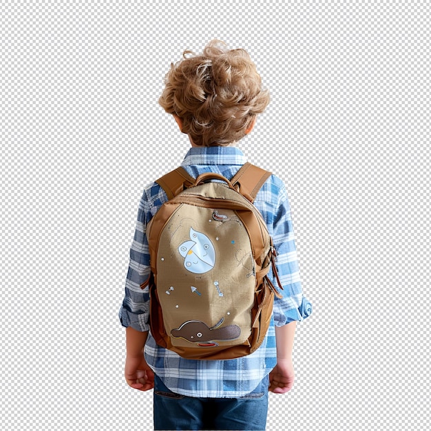 Child with backpack and going to school