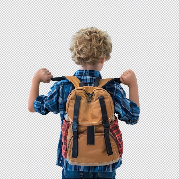 Child with backpack and going to school