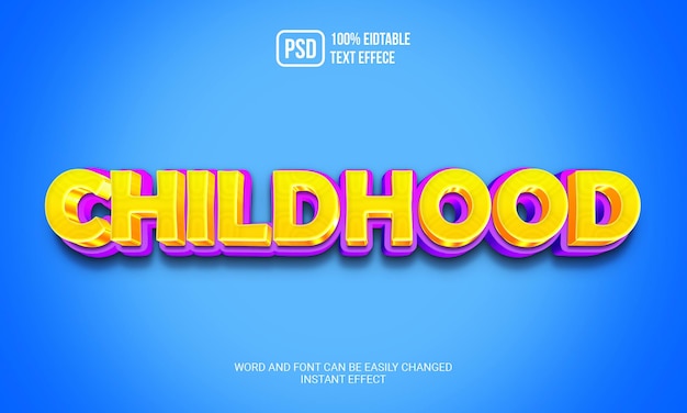 Childhood 3d style text effect