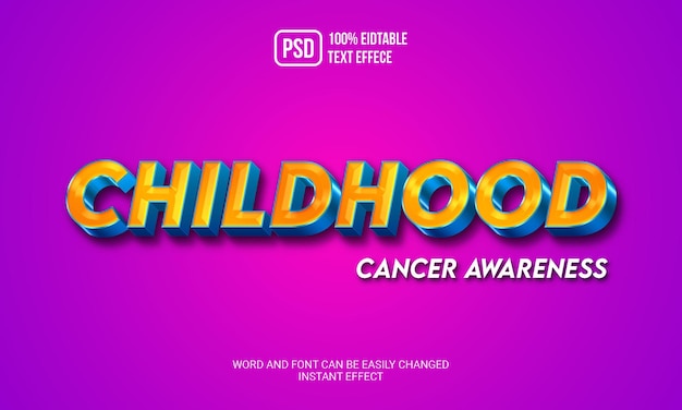 Childhood cancer awareness 3d text effect