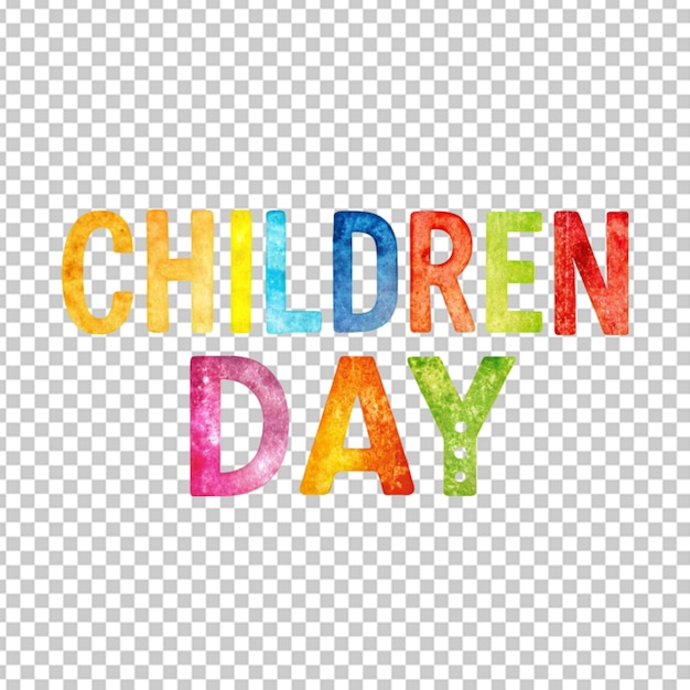 PSD children day text in cartoon style