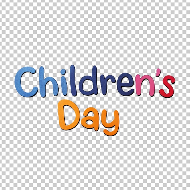 PSD children day text in cartoon style