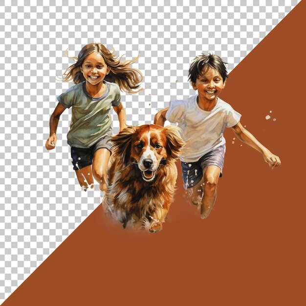 PSD children and dog in precious portraits