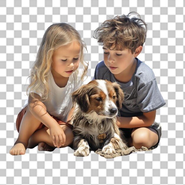 PSD children and dog in precious portraits