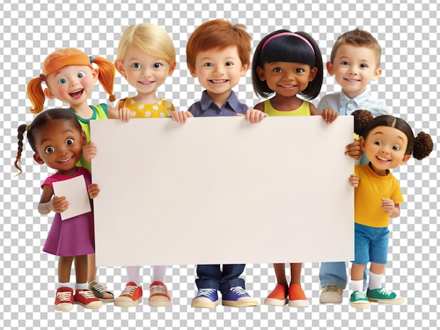 PSD children holding a blank placard