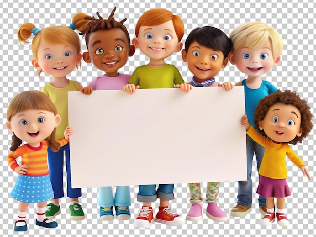 Children holding a blank placard