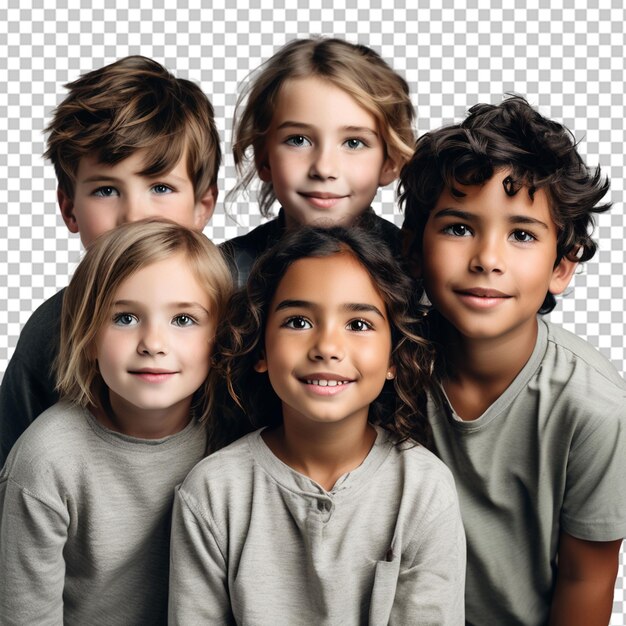 Children looking upward view from above studio shot