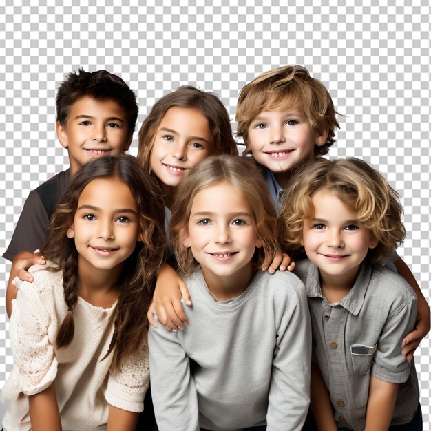 PSD children looking upward view from above studio shot