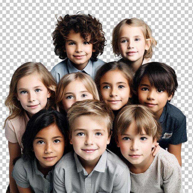 PSD children looking upward view from above studio shot