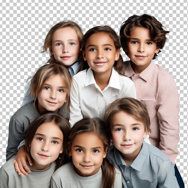 PSD children looking upward view from above studio shot