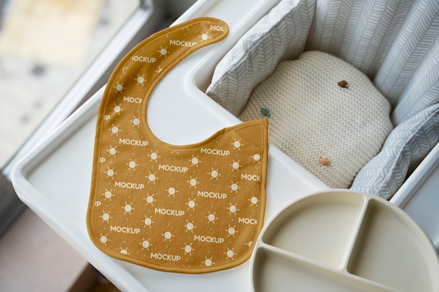 PSD children's bib pattern mockup design