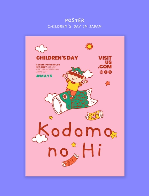 PSD children's day celebration poster template