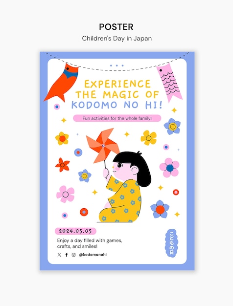 PSD День детей в японии дизайн шаблона