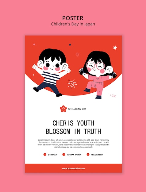 PSD children's day in japan celebration poster template