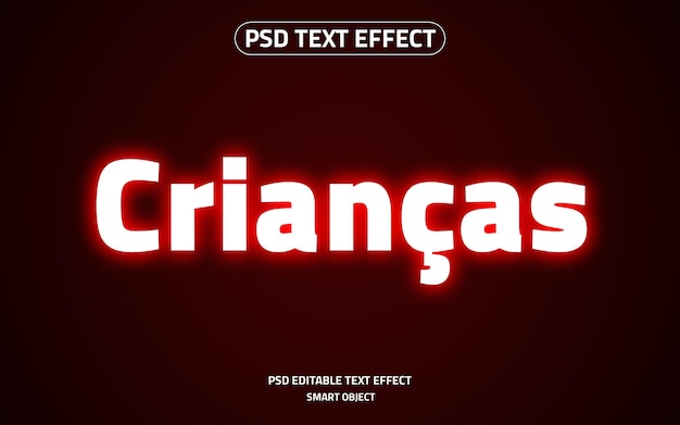 PSD children's day neon editable text effect logo mockup