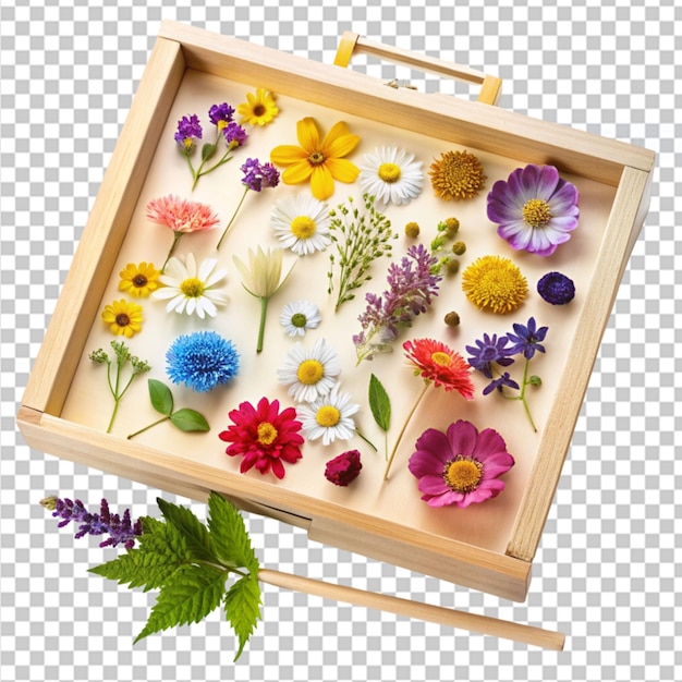 PSD children s flower press kit on transparent background