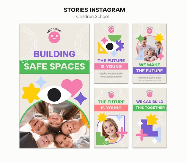 PSD children school education instagram stories