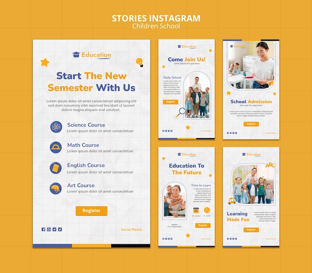 PSD children school instagram stories