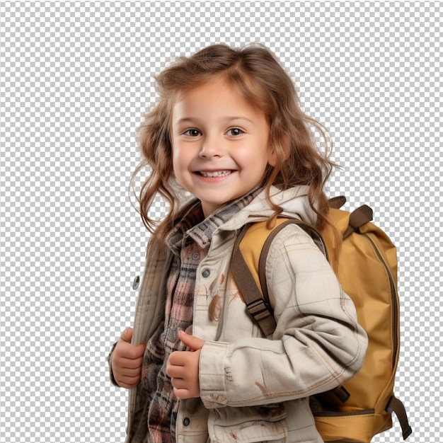 PSD children smile and backpack