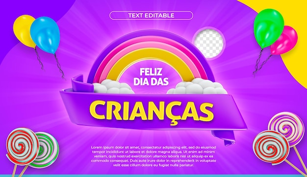 PSD childrens day banner template in brazil