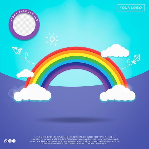 Childrens day rainbow element for psd premium composition