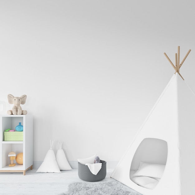 childroom with white teepee