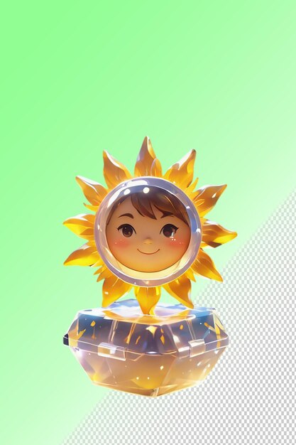 A childs toy with a gold sun on it