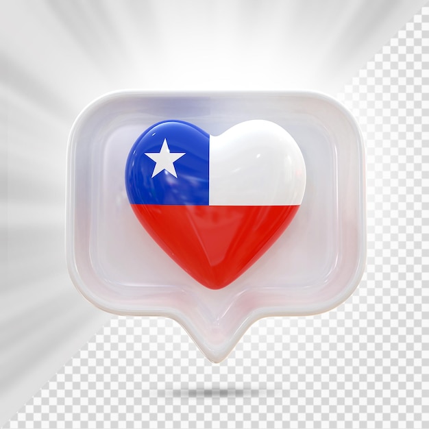 Chile Flaga Serca Renderowania 3d
