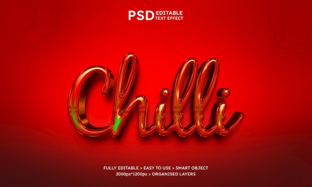 PSD chili 3d bewerkbaar teksteffect