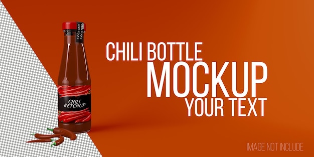 Chili fles saus mockup op rode mockup