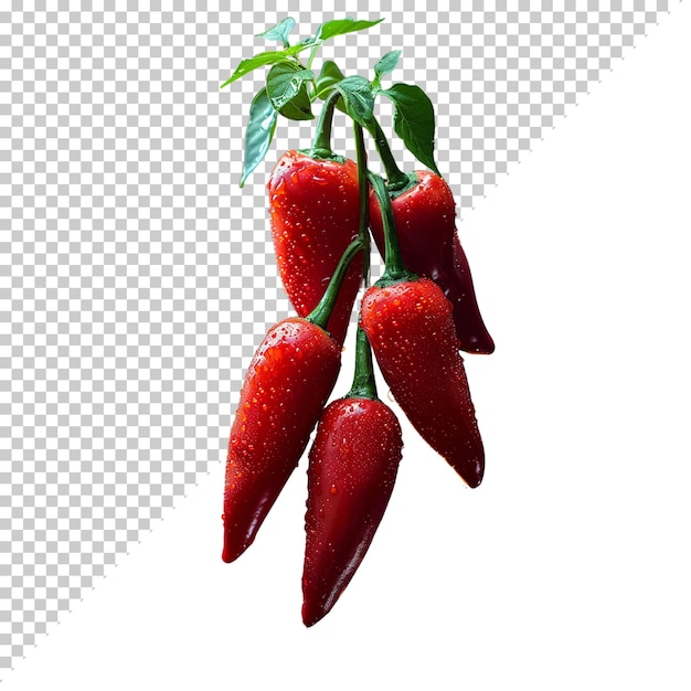 PSD chili gesorteerde peperkorrels in een schaal close-up geïsoleerd op doorzichtige achtergrond rood