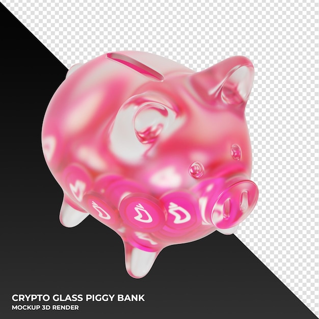 PSD chiliz chz glass piggy bank with crypto coins 3d illustration