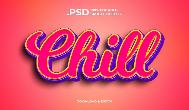 Chill font style text effect editable premium psd template