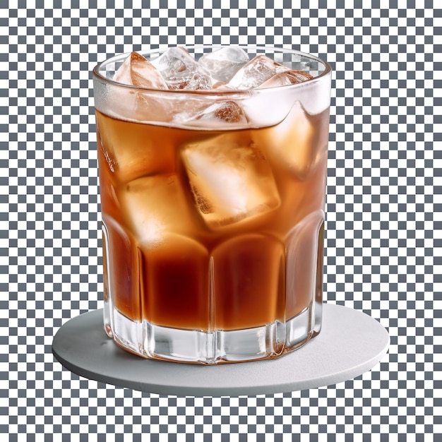 PSD chilled and satisfying iced coffee with a hint of ice cubes on transparent background
