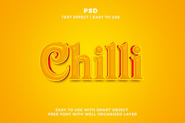 Chilli 3d editable text effect psd style with background